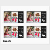 楽しいクリスマスのトナカイと写真を追加 長方形シール (シート)