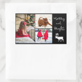 楽しいクリスマスのトナカイと写真を追加 長方形シール (バッグ)