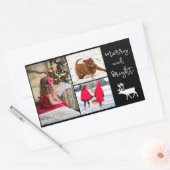 楽しいクリスマスのトナカイと写真を追加 長方形シール (封筒)