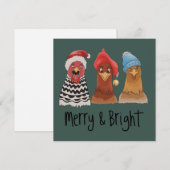 楽しいクリスマスのニワトリたち 農場の動物 シーズンカード (正面/裏面)