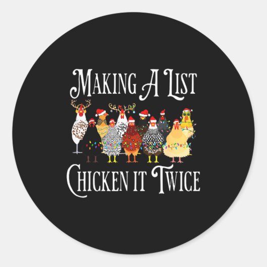 楽しいクリスマスのニワトリ、リストのニワトリを作って  ラウンドシール (正面)