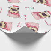 楽しいクリスマスのパグの犬|のプレゼント ラッピングペーパー (角)