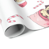 楽しいクリスマスのパグの犬|のプレゼント ラッピングペーパー (ロールコーナー)