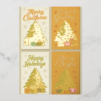 楽しいクリスマスのホリデーカードセット - 祝祭的なグリーティング 箔シーズンカード