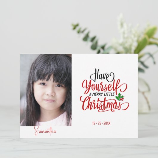 楽しいクリスマスの休暇の写真を撮る シーズンカード (スタンド正面)