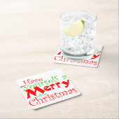 楽しいクリスマスの休暇を過ごす スクエアペーパーコースター (インサイチュ)