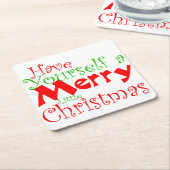 楽しいクリスマスの休暇を過ごす スクエアペーパーコースター (アングル)