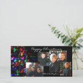 楽しいクリスマスの写真カード-黒い背景 シーズンカード (スタンド正面)