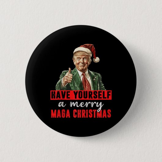 楽しいクリスマスの切り札おもしろいを持っている 缶バッジ (正面)