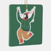 楽しいクリスマスの女性ダンシングカスタムネーム セラミックオーナメント (右)