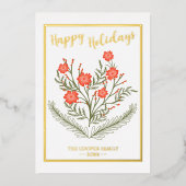 楽しいクリスマスの季節のあいさつ冬のフローラ 箔シーズンカード (正面)