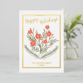 楽しいクリスマスの季節のあいさつ冬のフローラ 箔シーズンカード (立ち正面)