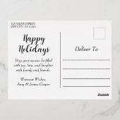 楽しいクリスマスの季節のあいさつ冬のフローラ 箔シーズンポストカード (裏面)