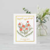 楽しいクリスマスの季節のあいさつ冬のフローラ 箔シーズンポストカード (立ち正面)