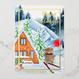 楽しいクリスマスの季節の挨拶 箔シーズンカード