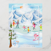 楽しいクリスマスの季節の挨拶 箔シーズンポストカード (正面)