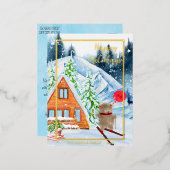 楽しいクリスマスの季節の挨拶 箔シーズンポストカード (正面/裏面)