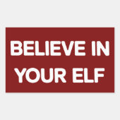 楽しいクリスマスの家族おそろい Elf を信じて 長方形シール (正面)
