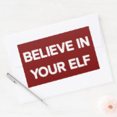 楽しいクリスマスの家族おそろい Elf を信じて 長方形シール (封筒)