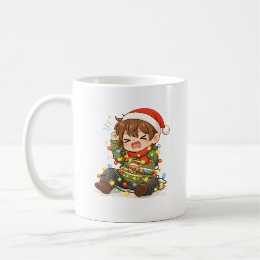 楽しいクリスマスの少年マグカップ コーヒーマグカップ (左)