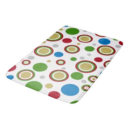 楽しいクリスマスの幾何学的な赤、緑、青 バスマット (アングル)