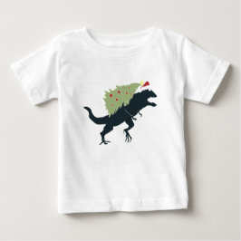 楽しいクリスマスの恐竜 ベビーTシャツ