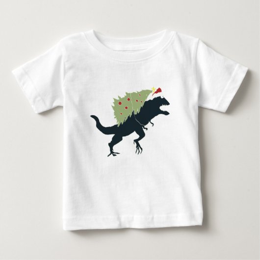 楽しいクリスマスの恐竜 ベビーTシャツ (正面)