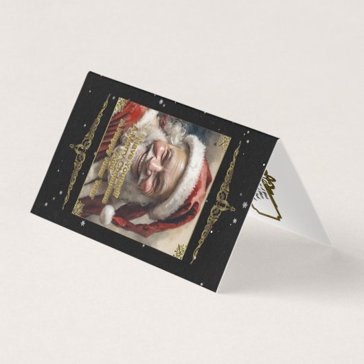 楽しいクリスマスの折り畳みカードを持っている (正面)