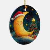 楽しいクリスマスの月銀河のお祝い セラミックオーナメント (右)
