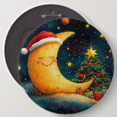 楽しいクリスマスの月銀河のお祝い 缶バッジ (正面&裏面)