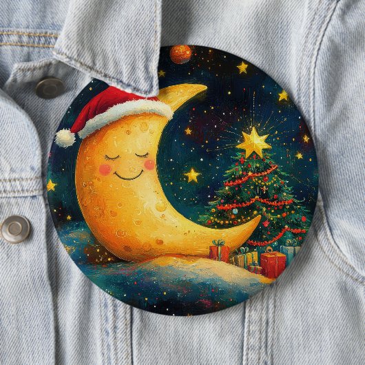 楽しいクリスマスの月銀河のお祝い 缶バッジ (インサイチュ)