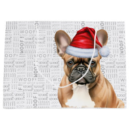 楽しいクリスマスの犬フレンチブルドッグ愛好家ホリデー ラージペーパーバッグ