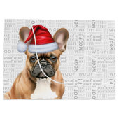 楽しいクリスマスの犬フレンチブルドッグ愛好家ホリデー ラージペーパーバッグ (裏面)