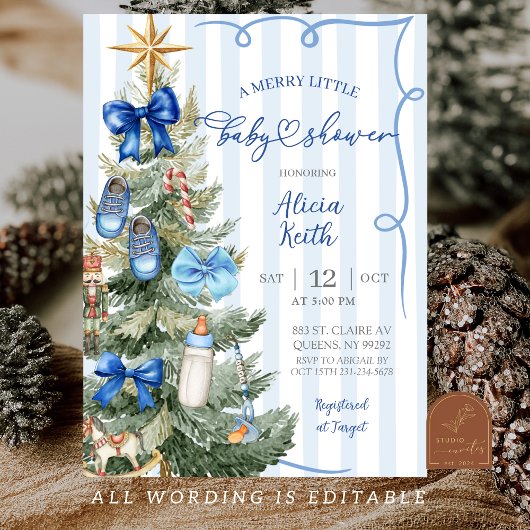 楽しいクリスマスの男の子ベビーシャワー招待状 招待状
