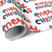 楽しいクリスマスの白い背景シームレス ラッピングペーパー (ロールコーナー)