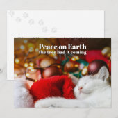 楽しいクリスマスの眠る猫の平和 シーズンカード (正面/裏面)