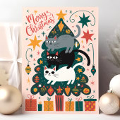 楽しいクリスマスの積みねこ シーズンカード