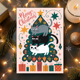 楽しいクリスマスの積みねこ シーズンカード