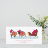 楽しいクリスマスの羊がサンタのそりを引っ張っている シーズンカード (スタンド正面)