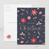 楽しいクリスマスの花のデザイン シーズンポストカード (正面/裏面)