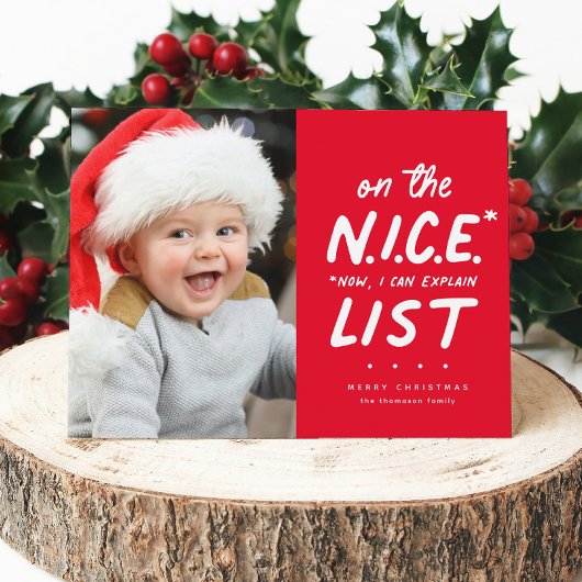 楽しいクリスマスの赤い写真1枚のリスト シーズンカード