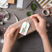 楽しいクリスマスの赤と緑のカスタム ギフトタグ