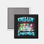 楽しいクリスマスの雪だるまと一緒の私 Chillin’ With My Snowmies Funny マグネット (正面/裏面)