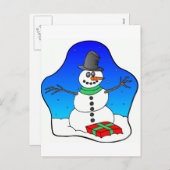楽しいクリスマスの雪だるま シーズンポストカード (正面/裏面)