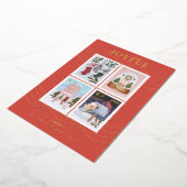 楽しいクリスマスの風景の切手セット 箔シーズンカード (回転した状態)