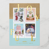 楽しいクリスマスの風景 切手 デザイン 箔シーズンカード (正面)