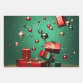 楽しいクリスマスの飾り ラッピングペーパーシート (正面3)