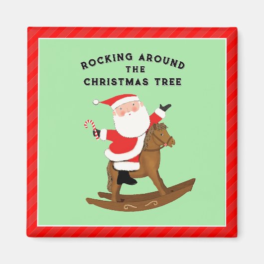 楽しいクリスマスの馬 マグネット (正面)