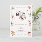 楽しいクリスマスの1歳の誕生日招待状 少年 招待状 (スタンド正面)