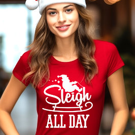 楽しいクリスマスの「ソリに乗って一日中」 Tシャツ